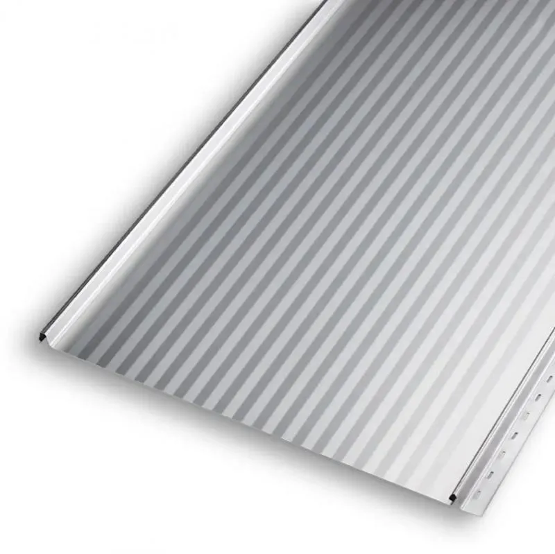 FixClick 5 F Stehfalzblech ohne Startleisteneinschnitt mit Mikrotrapezprofilierung - hier in RAL9006 Weißaluminium FixClick 5 F Stehfalzblech ohne Startleisteneinschnitt mit Mikrotrapezprofilierung - hier in RAL9006 Weißaluminium